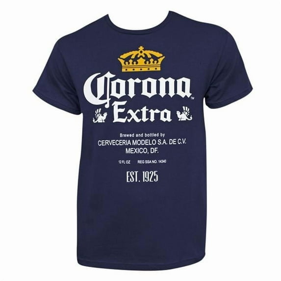 Corona Extra Corona Extra Bottle Label Navy Blue T-Shirt - Extra Large
