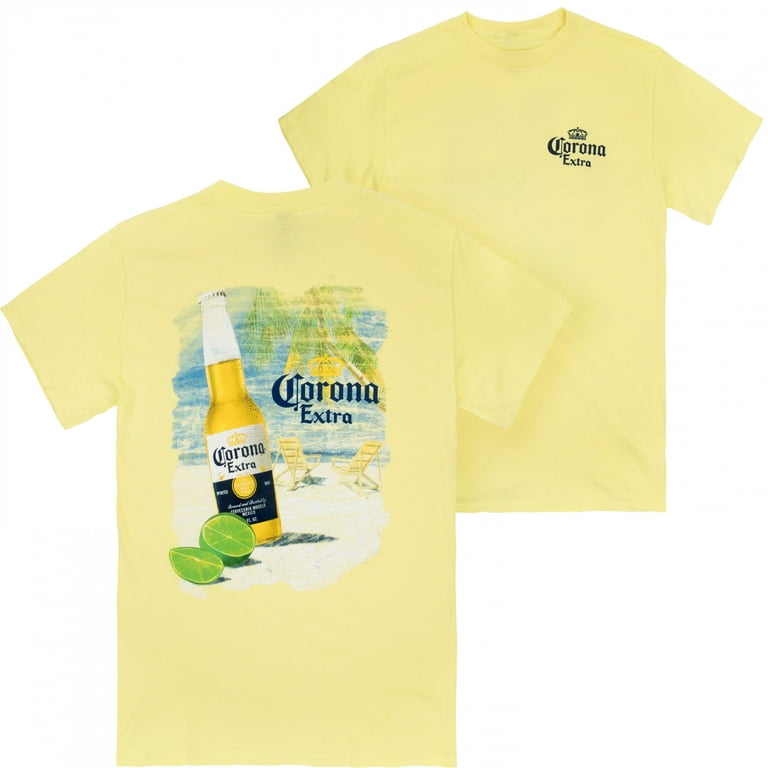 Corona Extra 36794-Large Corona Extra Mens Yellow Beach Scene T