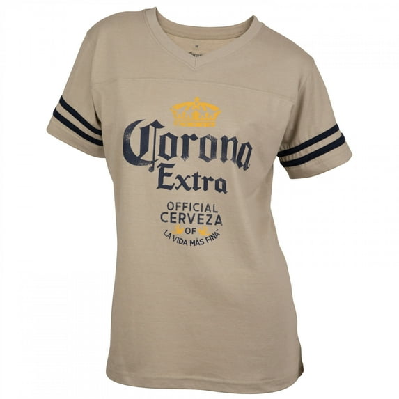 Corona Extra Corona Extra Official Cerveza Womens Football T-Shirt, Beige - Large