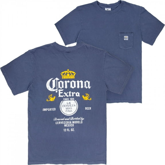 Corona Extra Crown Premium Super Soft Heavyweight Front Pocket Back-Print T-Shirt-Large