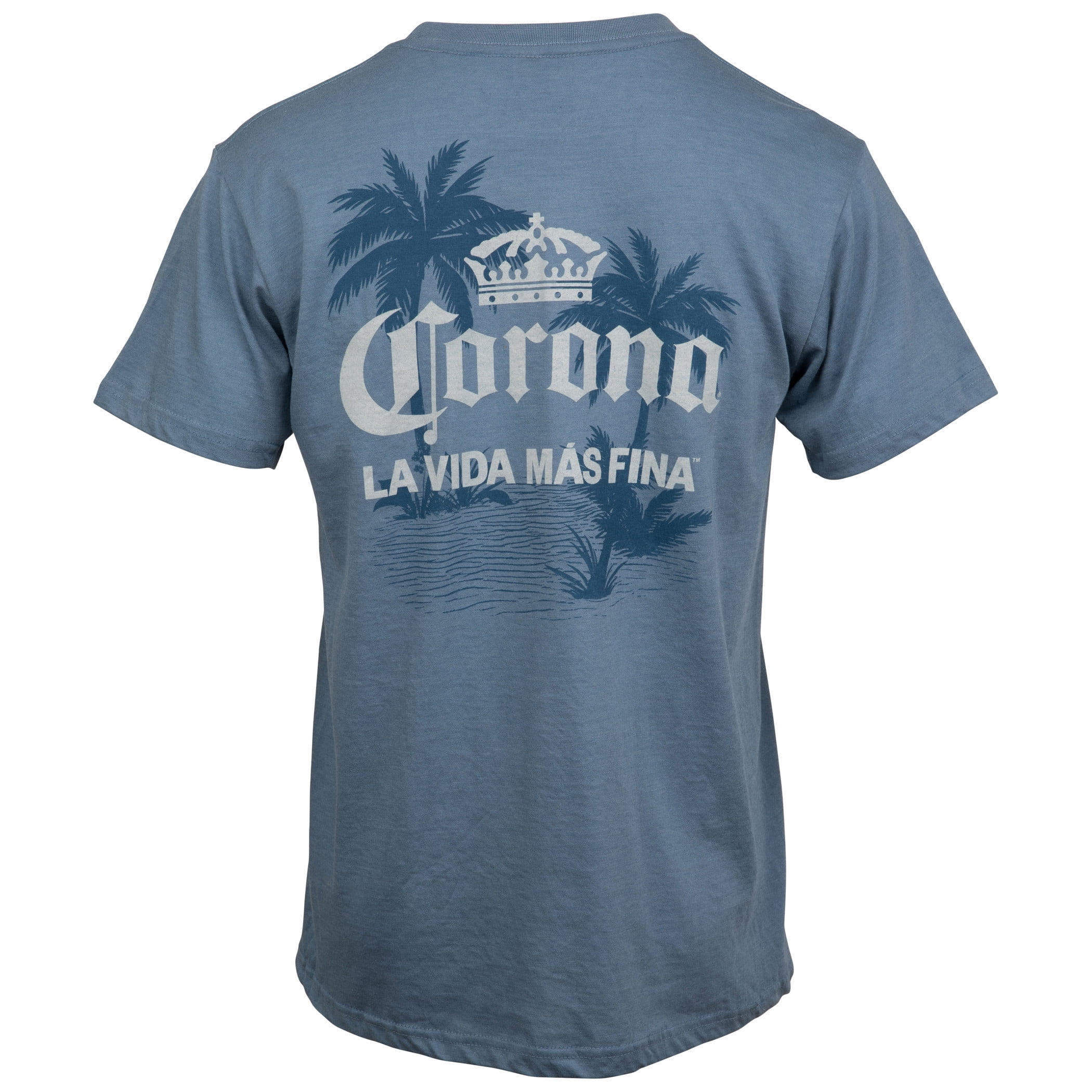 La Vida Mas Fina In English Corona Extra La Vida Mas Fina Palm Trees Front and Back Print T-Shirt