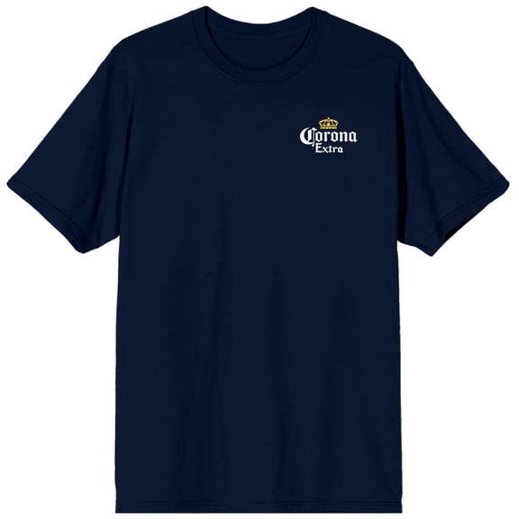Corona Extra Logo Graphic Tee La Vida Mas Fina Back Print Short Sleeve Crew Neck Officially Licensed Men's T-Shirt-XXL