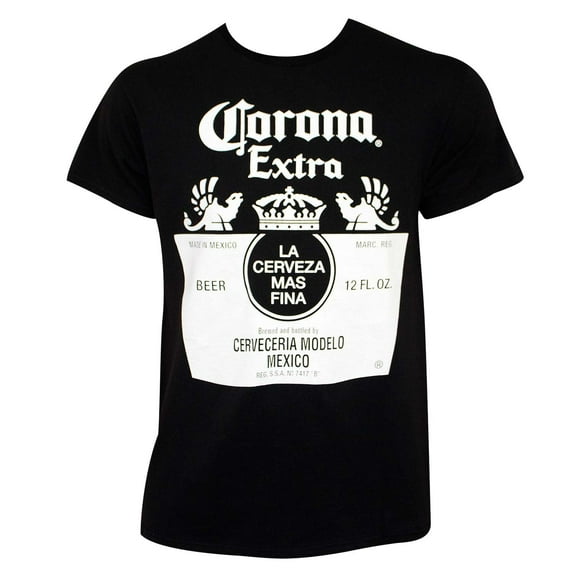 Corona Extra Men's Black and White Logo T-Shirt-XLarge