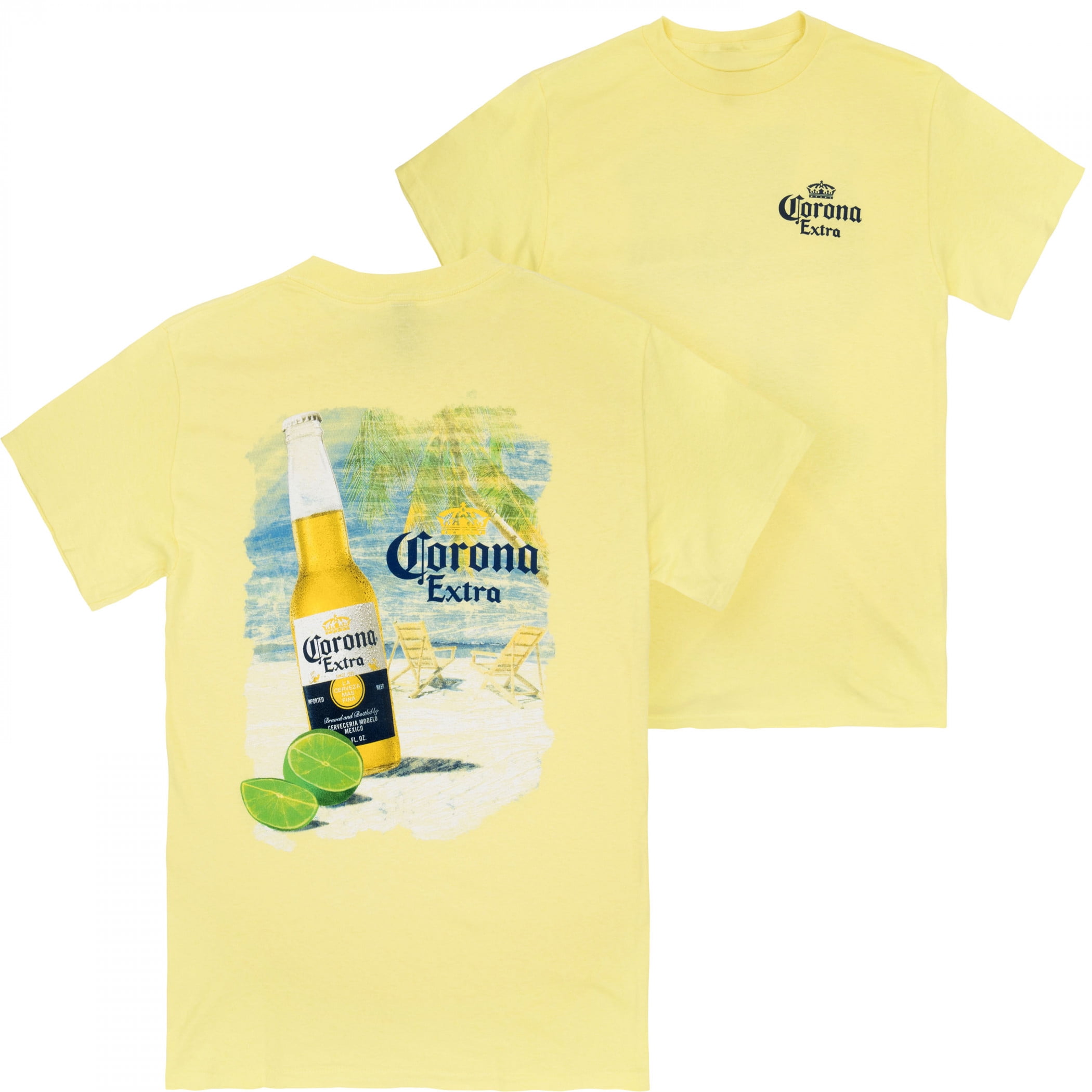 Corona Extra 36794-Large Corona Extra Mens Yellow Beach Scene T