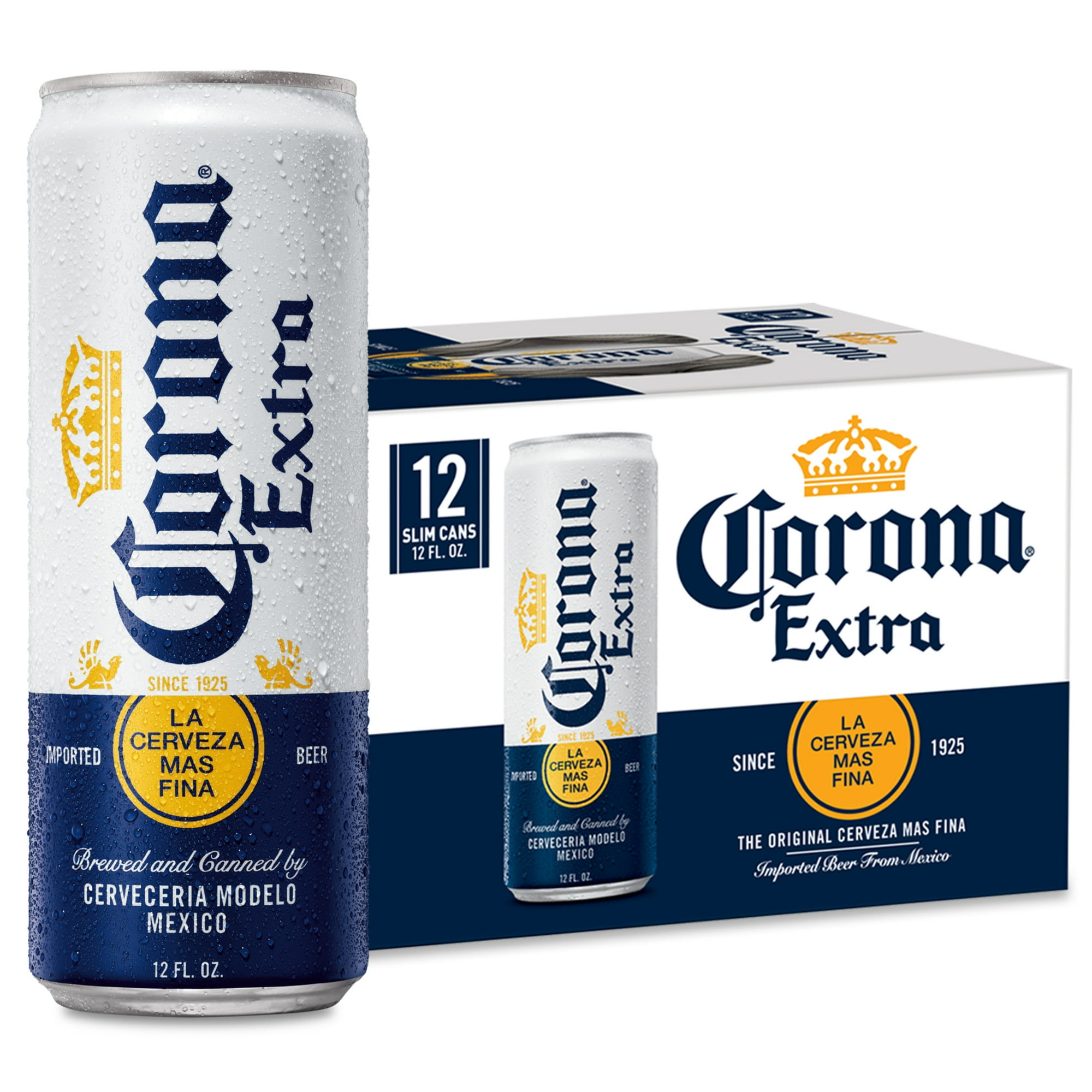 Corona Extra Mexican Lager Import Beer, 12 Pack, 12 fl oz Aluminum Cans, 4.6% ABV