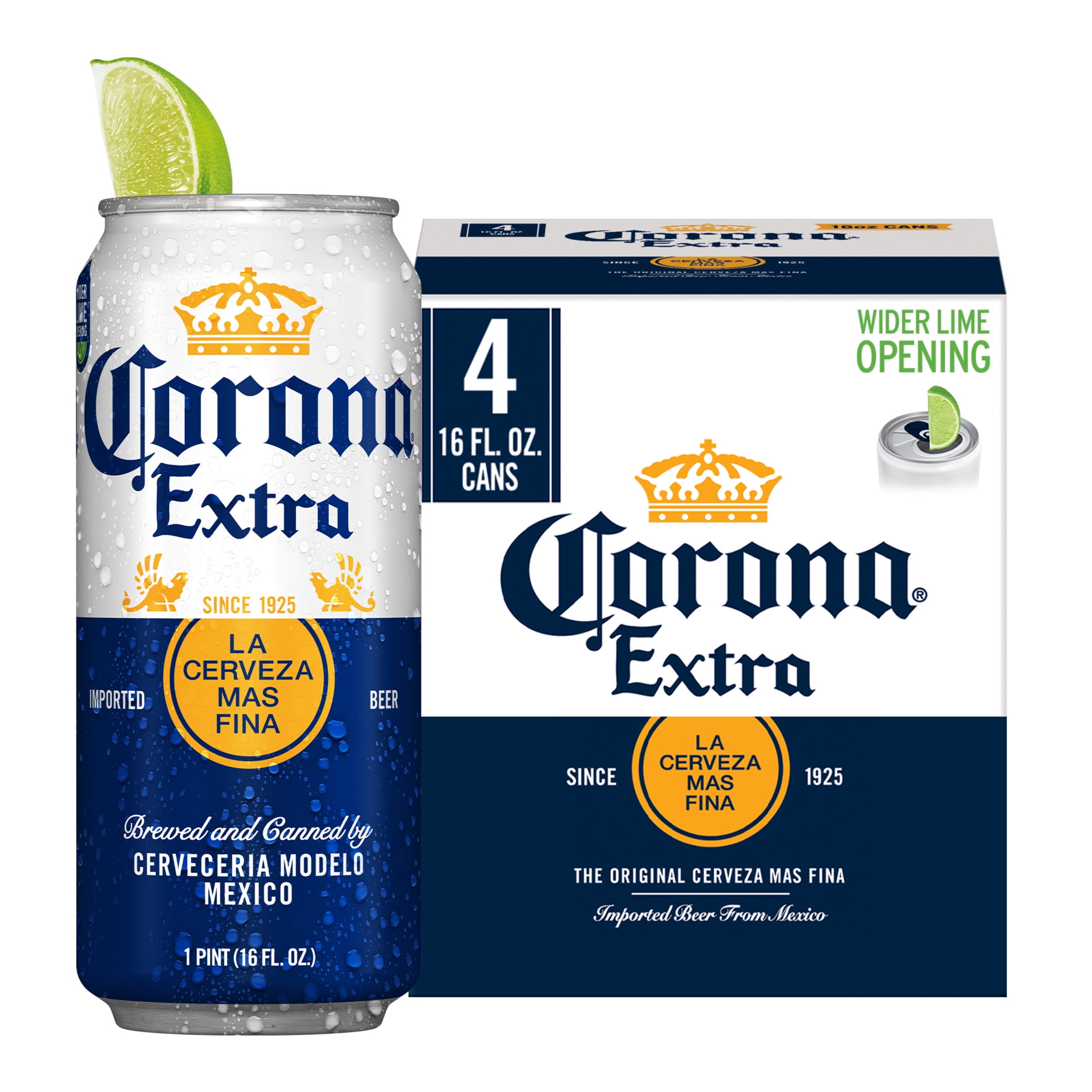 Corona Extra Mexican Lager Import Beer, 4 pack 16 fl. oz. Cans