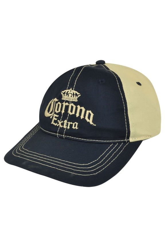 Corona Extra Mexico Beer Jardin Two Tone Garment Wash  Hat Cap Navy Beige