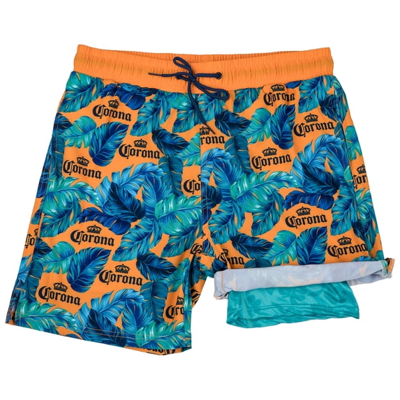 Corona Extra Tropical Beer 6 Inseam Lined Swim Trunks-Medium (32-34)