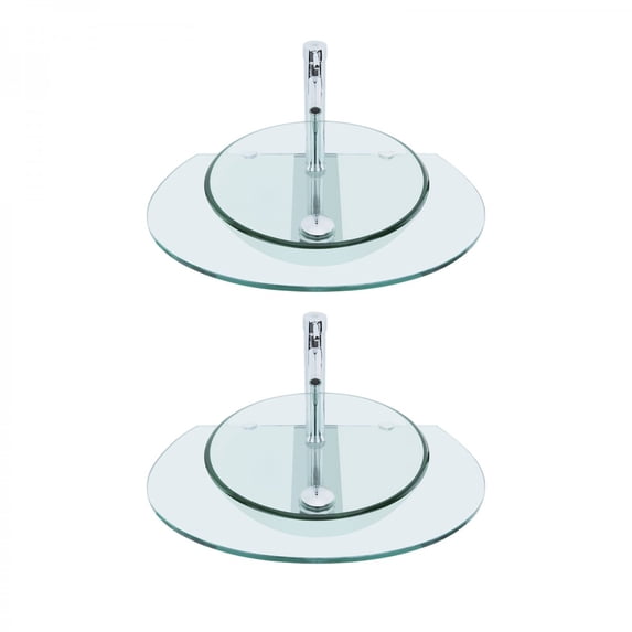 Corona Glass Console Sink Combo Round Easy Install Wall Mount Bathroom Vessel Sink 27 7/8" Crystal Clear Tempered Glass Console w/Chrome Faucet and Pop Up Sink Drain | Renovators Supply