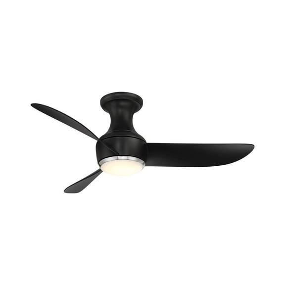Corona Indoor and Outdoor 3-Blade Smart Flush Mount Ceiling Fan 44in Brushed Nickel Black 3000K LED Light Kit and Remote Control