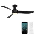 thumbnail image 1 of Corona 52" Matte Black Dimmable LED Smart Flush Mount Ceiling Fan with Remote Control, 1 of 6