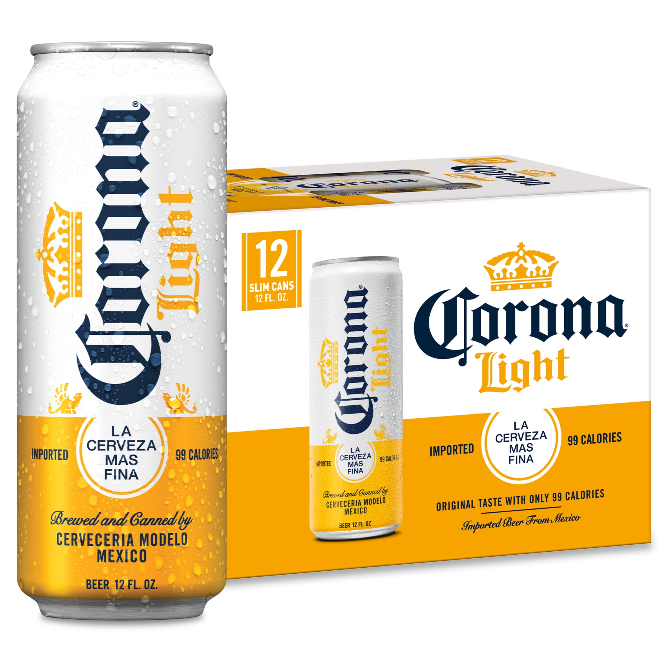 Corona Light Mexican Lager Light Import Beer, 12 Pack 12 fl. oz. Slim Cans, 4.0% ABV