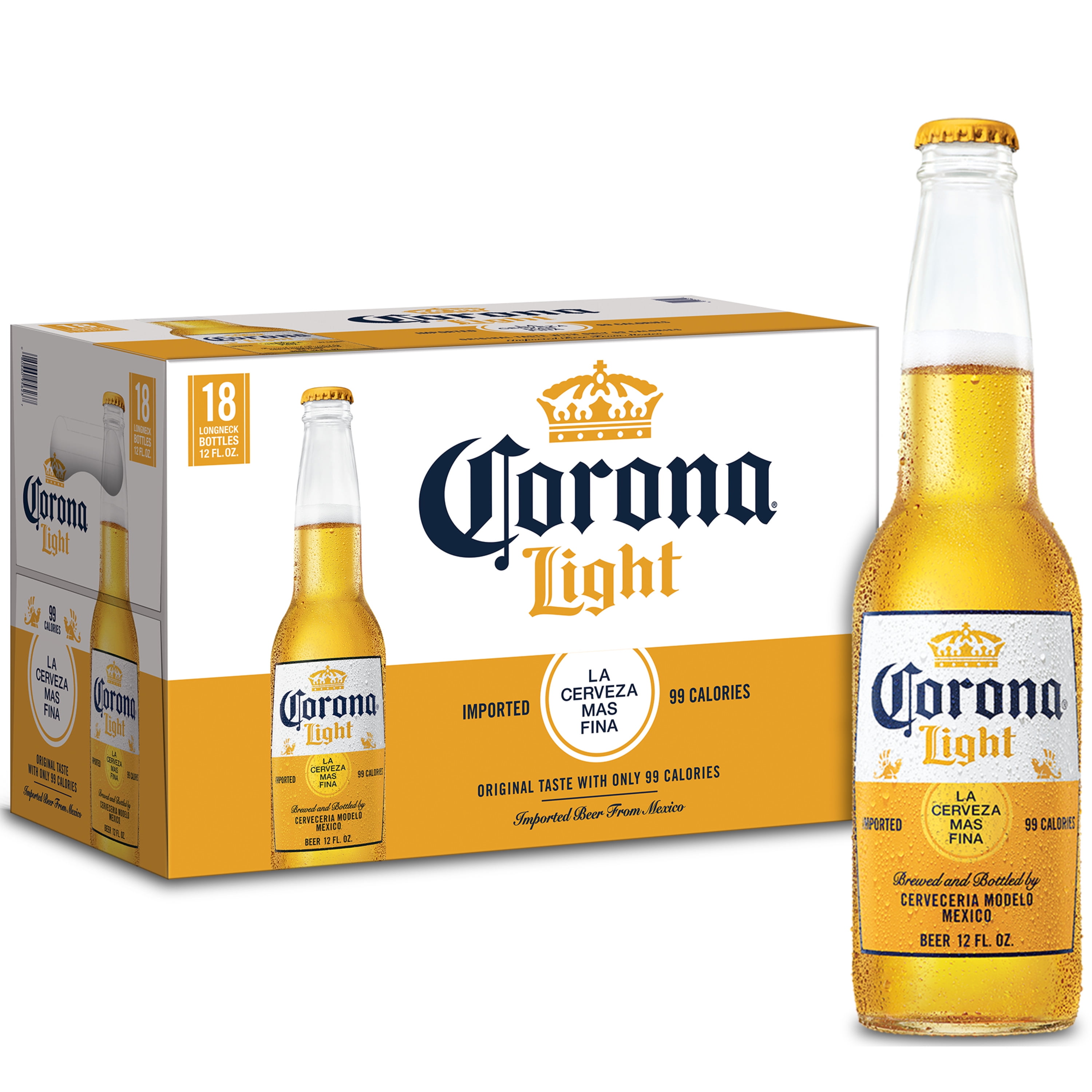 Corona Light Mexican Lager Import Light Beer, 18 Pack, 12 fl oz Glass Bottles, 4% ABV