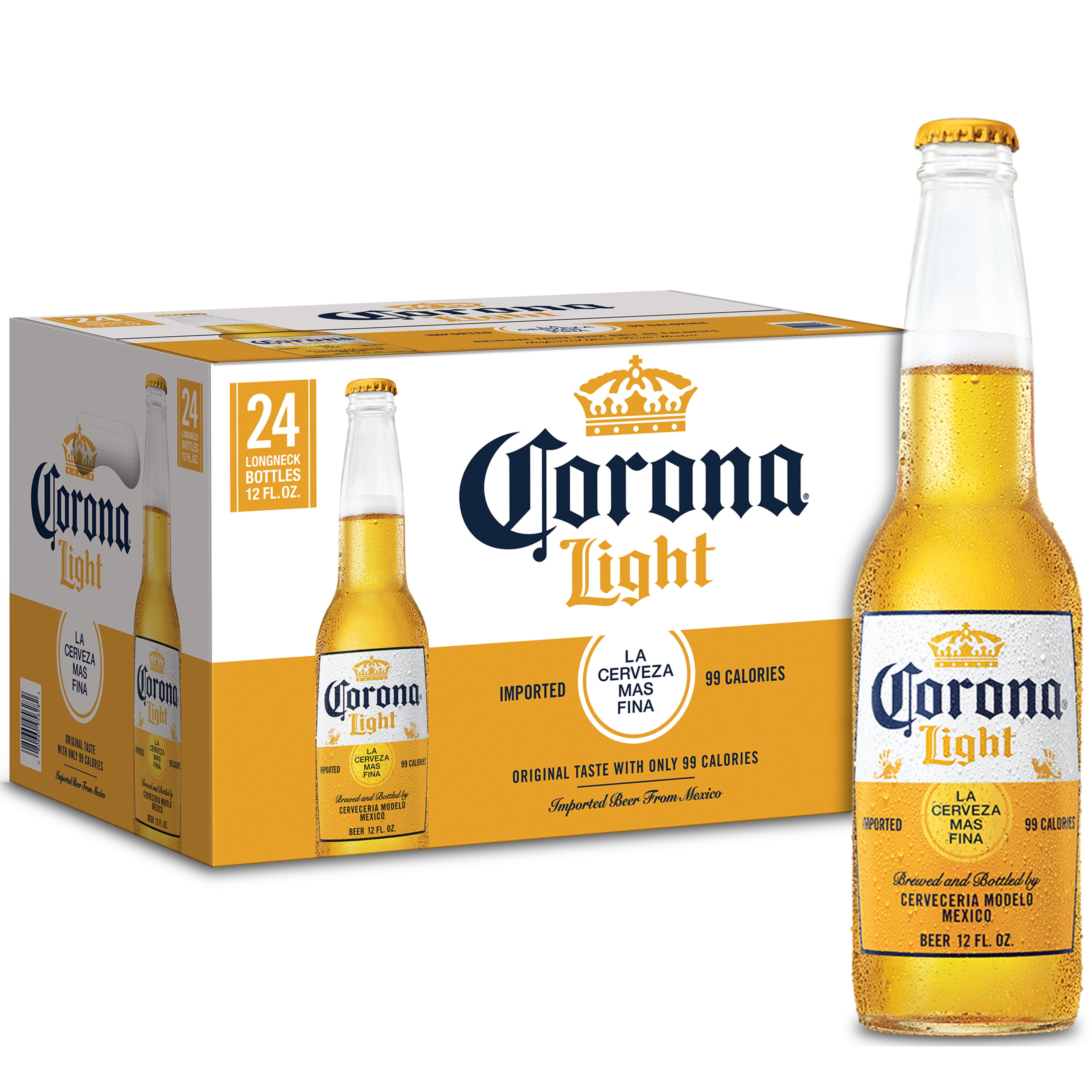 Corona Light Mexican Lager Import Light Beer, 24 Pack, 12 fl oz Glass Bottles, 4% ABV