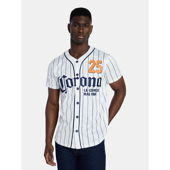 Corona Men's and Big Men's Front Back Graphic Button Up Baseball Jersey, Sizes XS-5XL