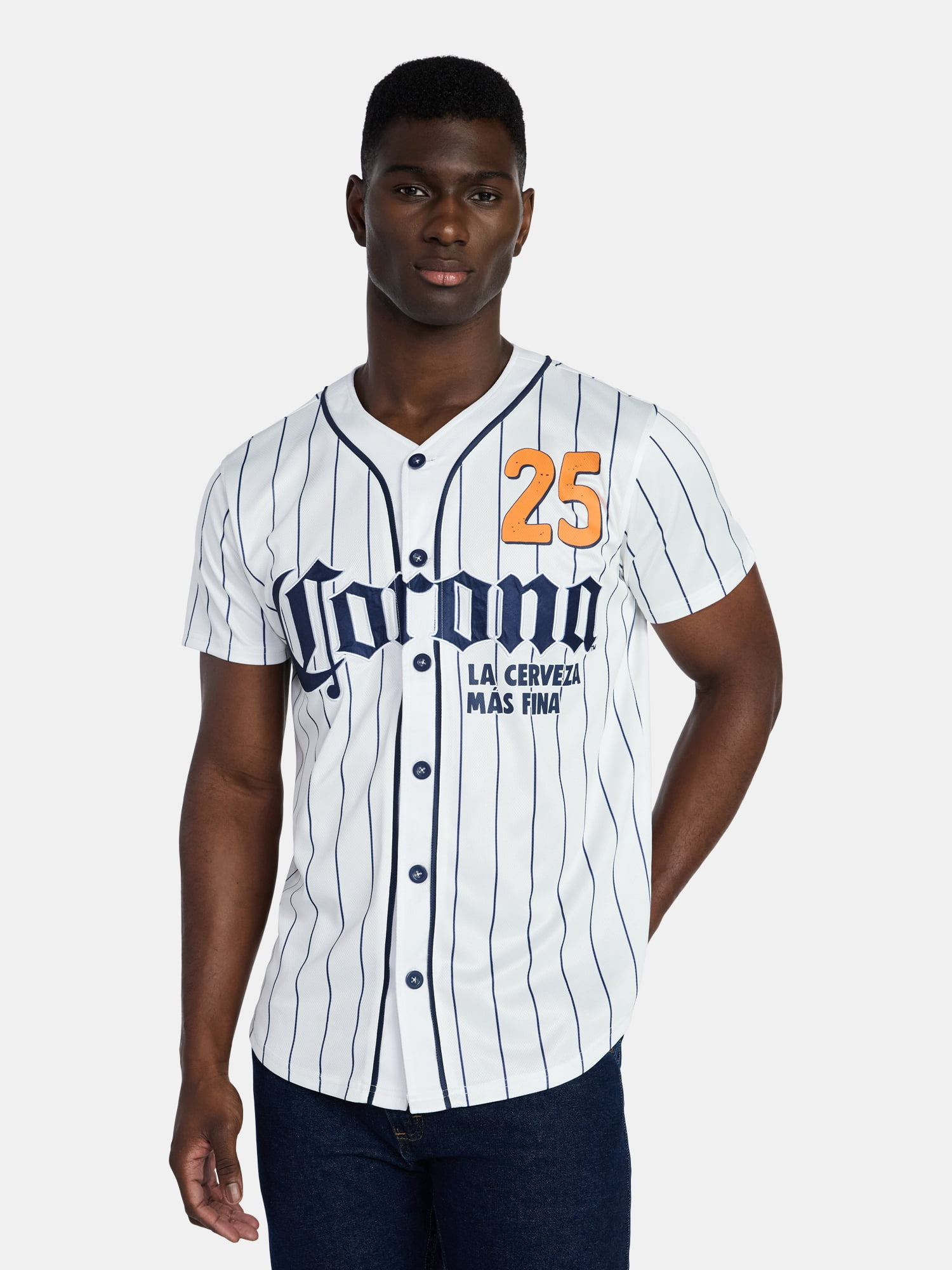 Corona Men's and Big Men's Front Back Graphic Button Up Baseball Jersey, Sizes XS-5XL