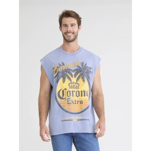 Corona Men's and Big Men's Graphic Print Muscle Tank Top, Sizes XS-5XL