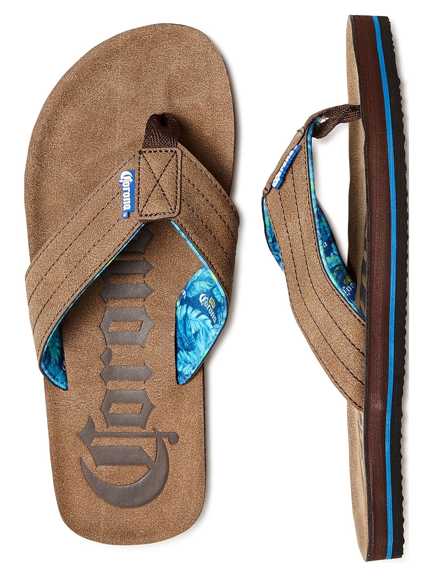 Corona Men's Logo Detail Flip-Flop Sandals, Thong Brown, 8