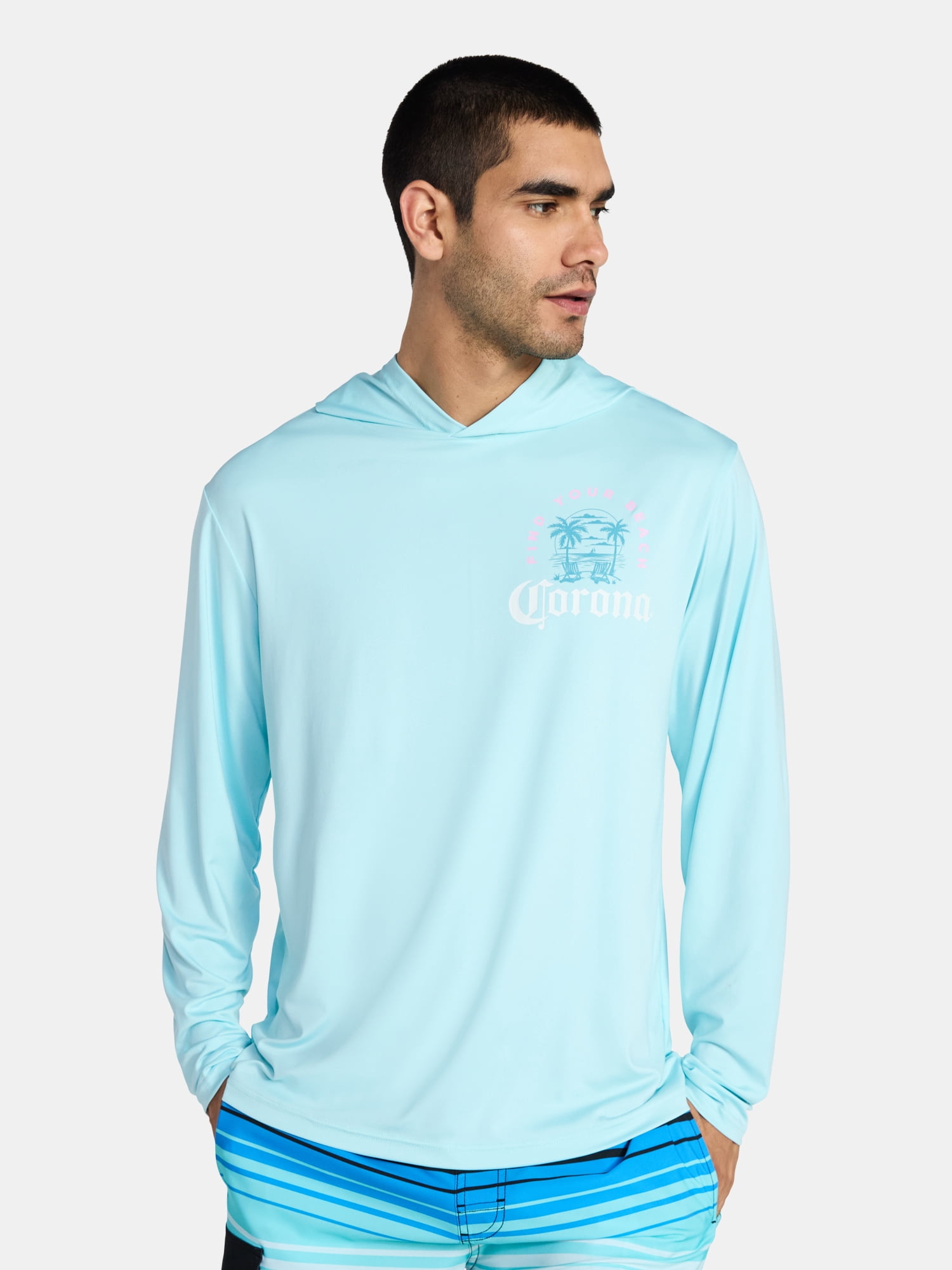 Corona Men’s and Big Men’s Graphic Hooded Sun Shirt with Long Sleeves, Sizes S-3XL