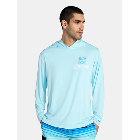 Corona Men’s and Big Men’s Graphic Hooded Sun Shirt with Long Sleeves, Sizes S-3XL