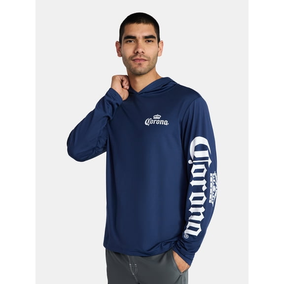 Corona Men’s and Big Men’s Graphic Hooded Sun Shirt with Long Sleeves, Sizes S-3XL