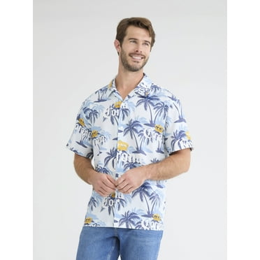 Corona Men's and Big Men's Graphic Woven Resort Shirt, Sizes XS-5XL