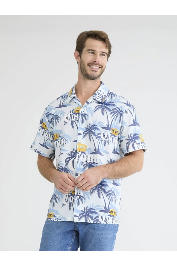 Men's and Big Men's Graphic Woven Resort Shirt, Sizes S-3XL