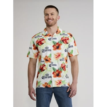 Corona Men's and Big Men's Mesh Floral Graphic Button-Up Shirt, Sizes S-3XL