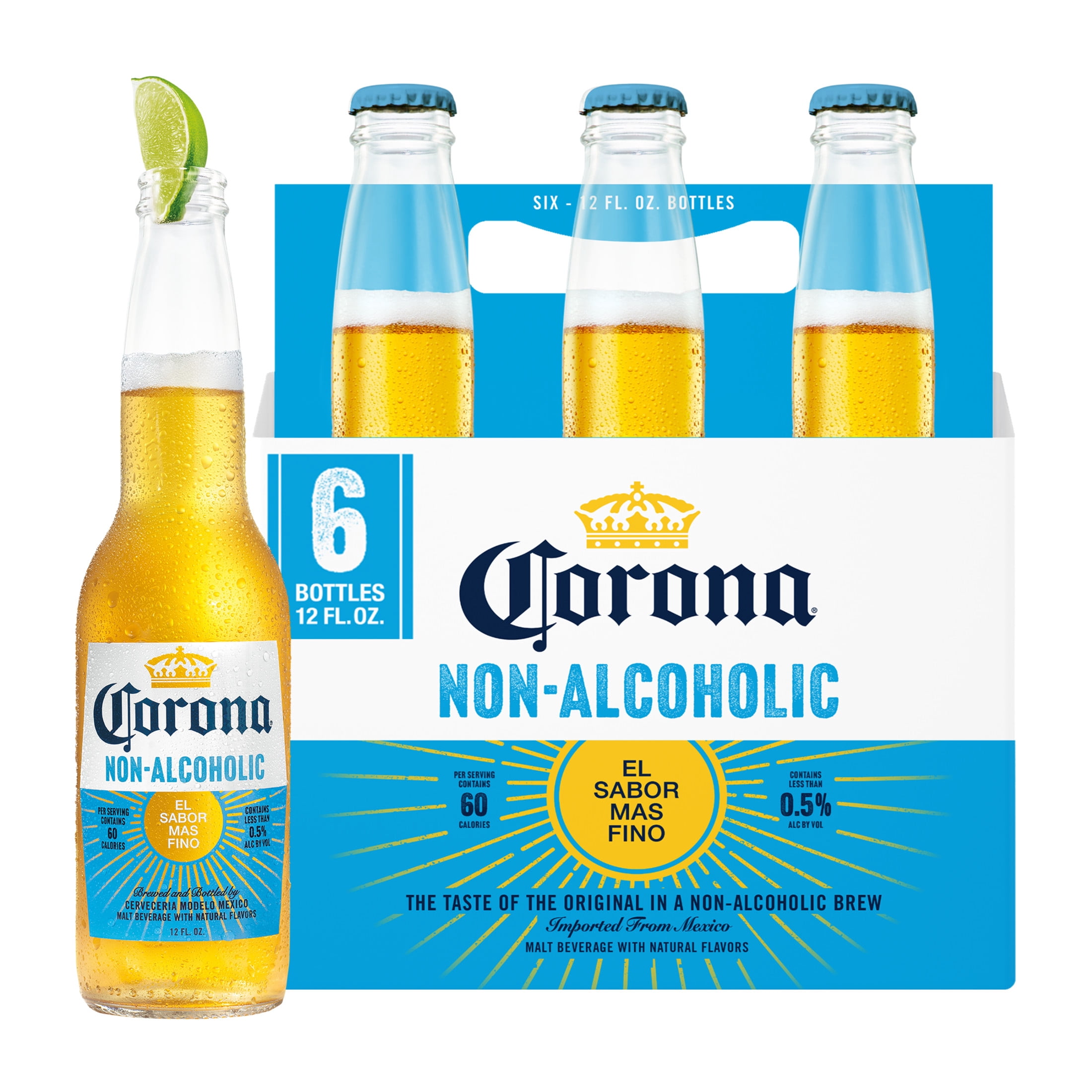 Corona Non-Alcoholic Malt Beverage, Mexican Import Brew, 6 Pack