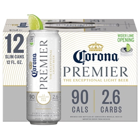 Corona Premier Mexican Lager Light Beer, 12 Pack 12 fl. oz. Slim Cans, 4.0% ABV