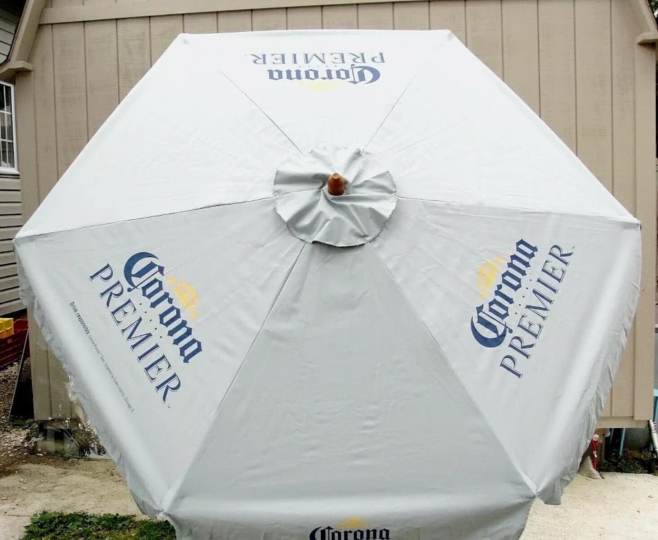 corona light beer patio umbrella market style new Corona Premier Patio Umbrella with Valence, Gray