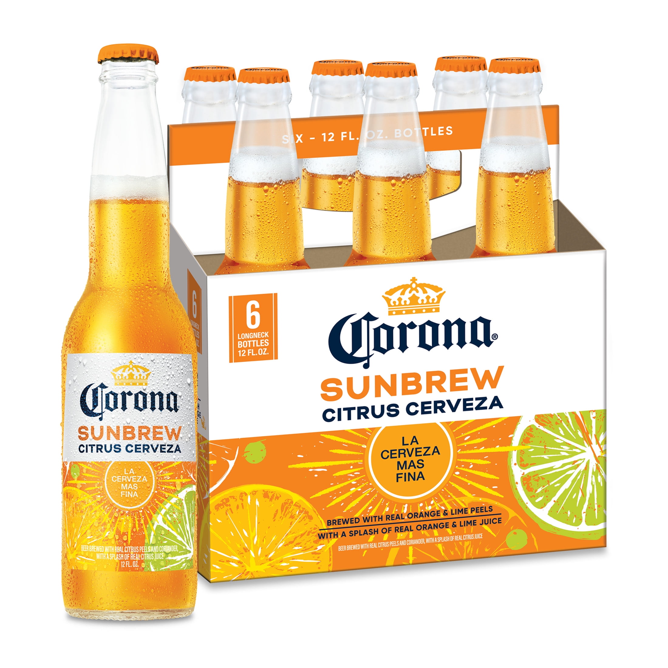Corona Sunbrew Citrus Cerveza Mexican Import Beer, 6 Pack 12 fl oz Bottles, 4.5% ABV