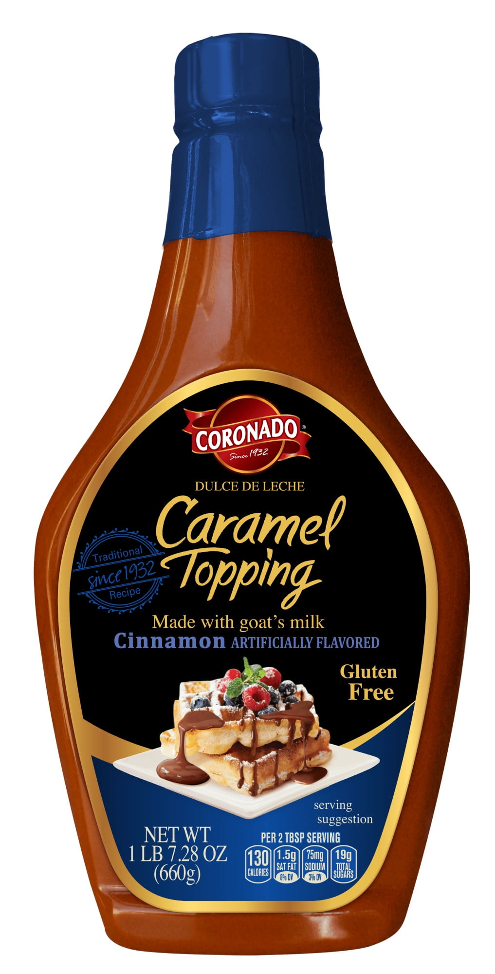 Coronado Cajeta Cinnamon Dulce De Leche Topping with Goat Milk, 23.28 oz Bottle