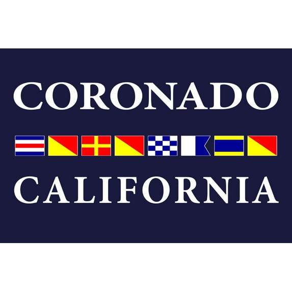 Coronado, California, Nautical Flags (9x12 Wall Art Print, Home Decor)
