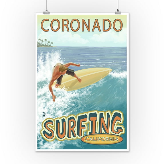 Coronado, California - Surfer - Lantern Press Poster (12x18 Art Print, Wall Decor Travel Poster)