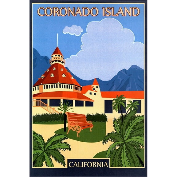 Coronado Island - California - Vintage Travel Poster - Retro Posters (8x12Inches(US/CANonly))