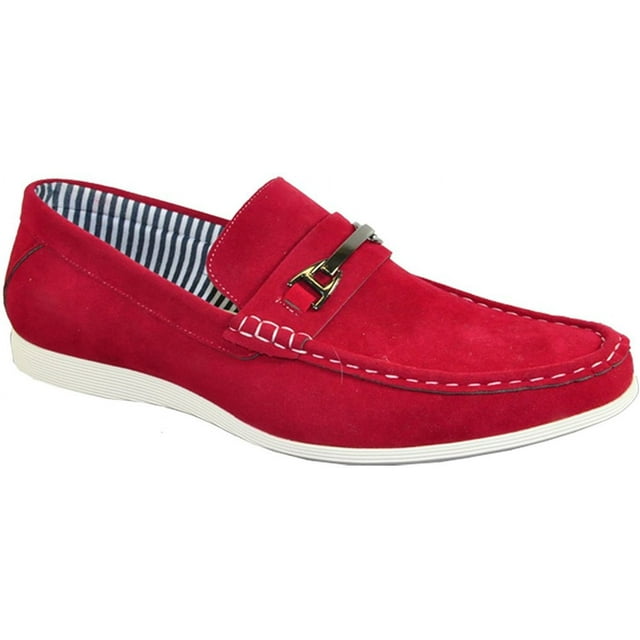 Coronado Men Casual Shoe Cody-2 Comfort Loafer Style With A Moc-Stitched Toe And Buckle Details,Red, 8.5 D(M) US