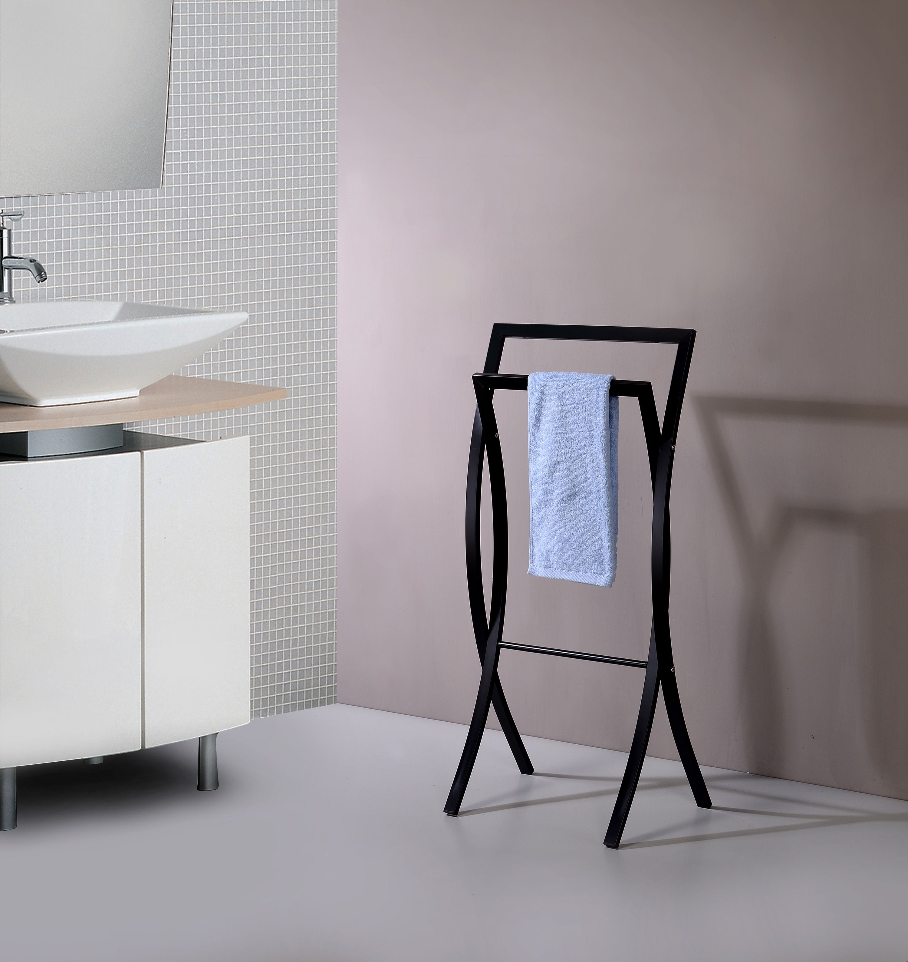 Coronado Double Free Standing Modern Bathroom Towel Rack Stand White Metal Walmart