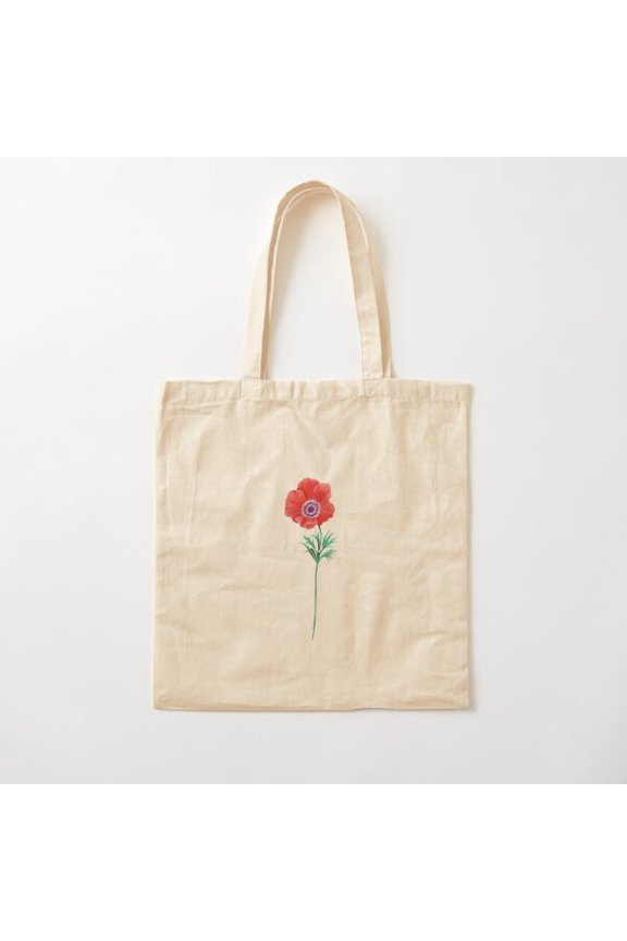 Coronary Anemone Canvas Tote Bags, Reusable Shopping Bag