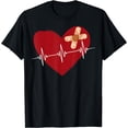 thumbnail image 1 of Coronary Diseases Artery Bypass Open Heart Surgery Heartbeat T-Shirt Black 3X-Large, 1 of 4
