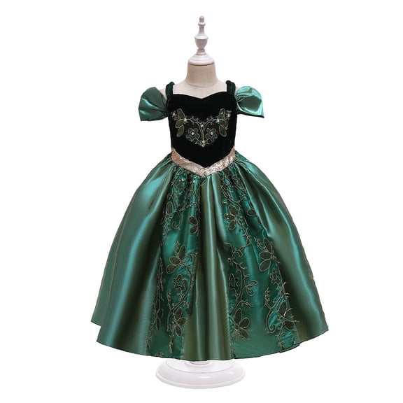 Coronation Green Dress Luxury Girls Costume Princess Party Halloween Christmas Role-Playing