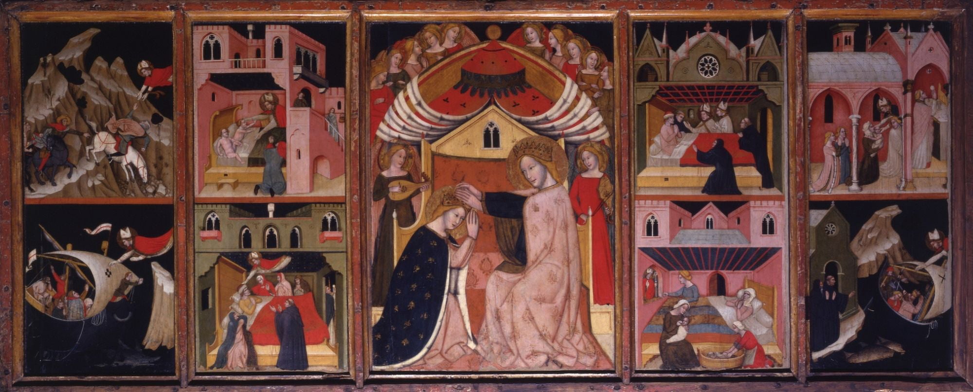 Coronation Of The Virgin And The Stories Of Saint Nicol?™ Canvas Art - (36 x 24)