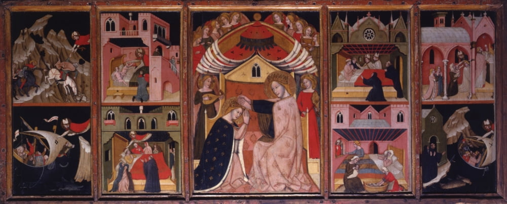 Coronation Of The Virgin And The Stories Of Saint Nicol?? Canvas Art - (24 x 18)