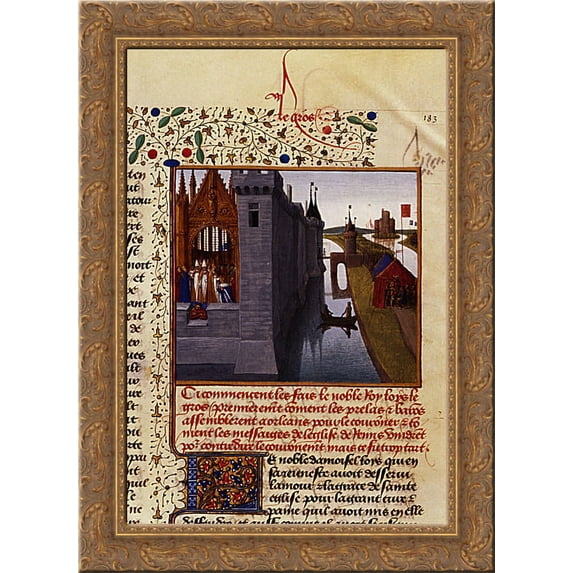 Coronation of Louis VI 24x20 Gold Ornate Wood Framed Canvas Art by Jean Fouquet