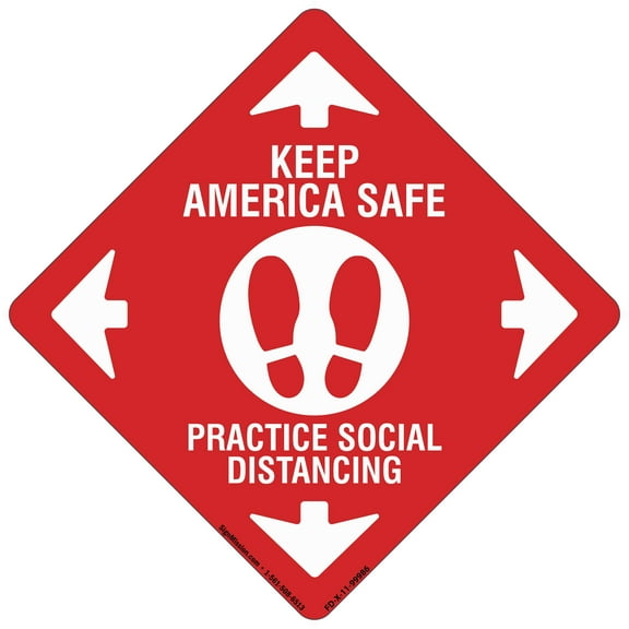 Coronavirus Keep America Safe Non-Slip Floor Graphic | 3 Pack of 11" Vinyl Decal | Protect Your Business, Work Place & Customers |  Made in The USA