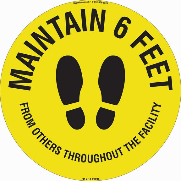 Coronavirus Maintain 6 Feet Non-Slip Floor Graphic | 12 Pack of Vinyl Decal | Protect Your Business, Work Place & Customers |  Made in The USA