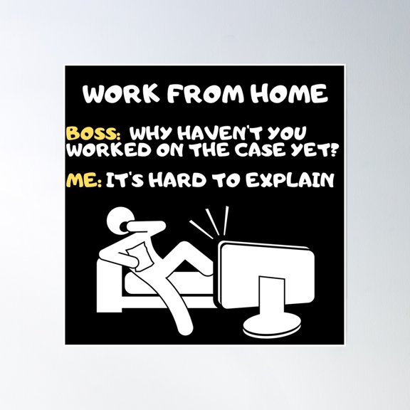 Coronavirus Work From Home Employee Poster Wall Art, Modern Wall Decor, 24x24 UNFRAMED