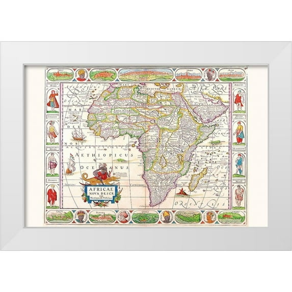 Coronelli, Vincenzo 18x13 White Modern Wood Framed Museum Art Print Titled - Africa