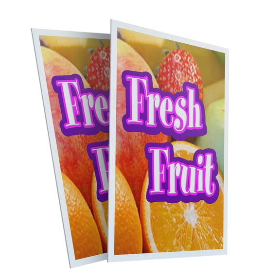 Coroplast Fresh Fruit (2-PACK) 24" x 36" Plastic Signs | Sign Insert 4mm Corrugated Plastic Signs Storefront Window Poster