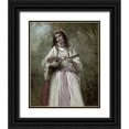 thumbnail image 1 of Corot, Jean-Baptiste-Camille 20x24 Black Ornate Wood Framed with Double Matting Museum Art Print Titled - Gypsy Girl With Mandolin, 1 of 4